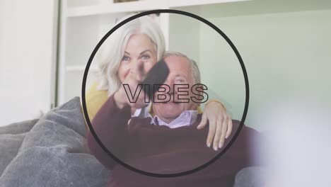 Animation-of-vibes-text-over-senior-couple
