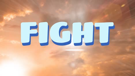 Animation-of-fight-text-over-sky-with-sun-and-clouds