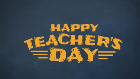 Animation-of-happy-teachers-day-over-drawing-on-blackboard
