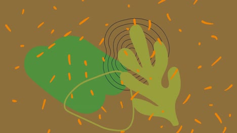 Animation-of-orange-lines-falling-with-leaves-at-christmas