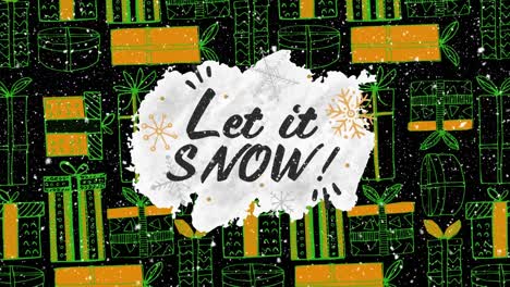 Animación-Del-Texto-Let-It-Snow-Sobre-Patrón-Navideño