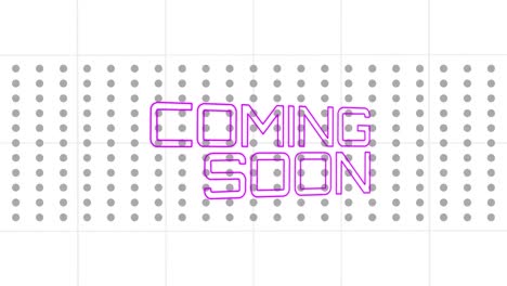 Animation-of-coming-soon-text-over-shapes-on-white-background