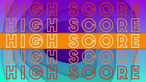 Animation-of-high-score-text-repeated-over-colorful-moving-squares