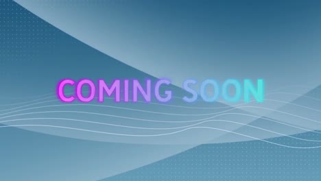 Animation-of-coming-soon-text-over-white-lines-on-blue-background