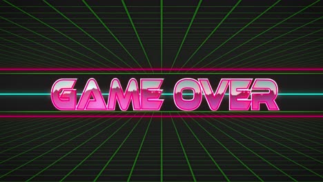 Animation-of-game-over-text-over-green-grid