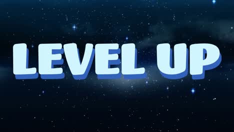 Animation-of-level-up-text-over-sky-with-stars