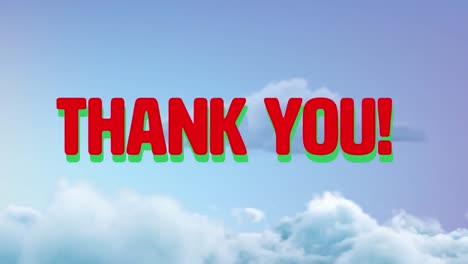 Animation-of-thank-you-text-over-shapes-and-sky-with-clouds