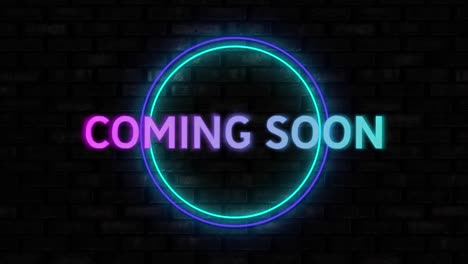 Animation-of-coming-soon-text-over-neon-circles-on-black-background