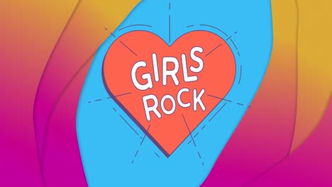 Animation-of-girls-rock-text-in-heart-on-red-background