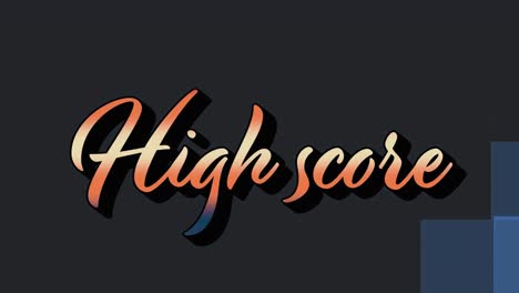 Animation-of-high-score-text-over-blue-squares-on-black-background