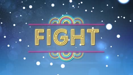 Animation-of-fight-text-over-light-spots-on-blue-background