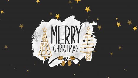 Animation-of-merry-christmas-text-over-christmas-decorations-on-white-background