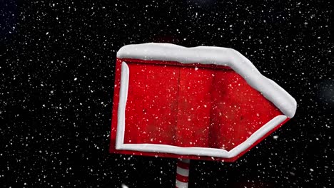 Animation-of-snow-falling-over-wooden-sign-with-copy-space