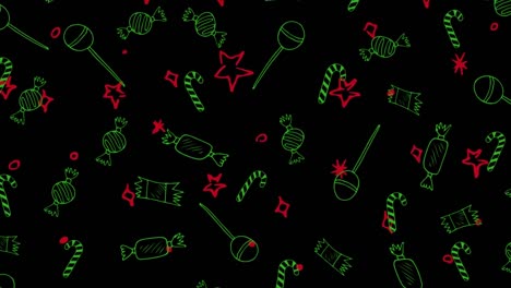 Animation-of-christmas-pattern-over-black-background