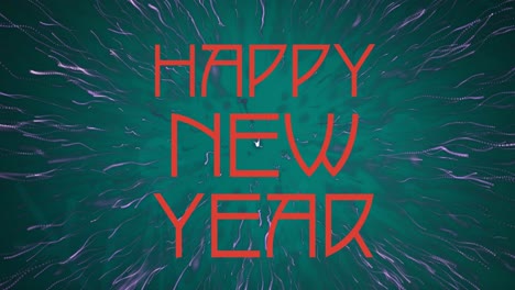 Animation-of-happy-new-year-text-on-purple-explosion-over-green-background