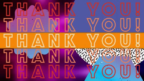 Animation-of-thank-you-text-repeated-over-shapes-on-purple-background