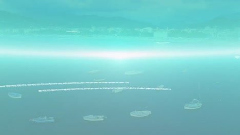 Animation-Der-Datenverarbeitung-über-Meereslandschaft