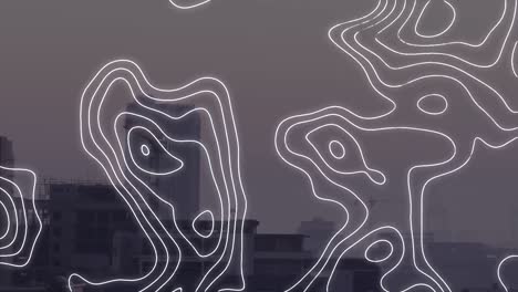 Animation-Bewegter-Linien-über-Dem-Stadtbild