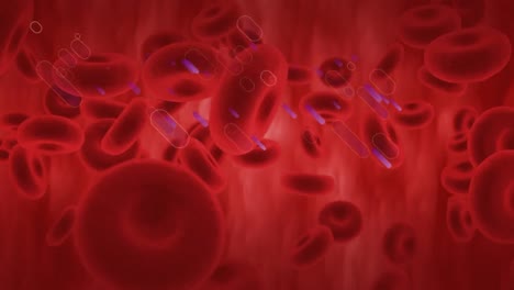Animation-Sich-Bewegender-Zellen-Auf-Rotem-Hintergrund