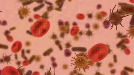 Animation-Sich-Bewegender-Zellen-Auf-Rotem-Hintergrund
