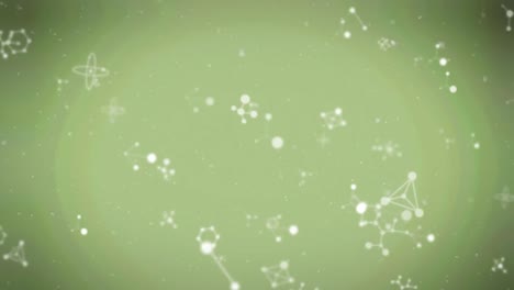 Animation-of-falling-molecules-over-green-background