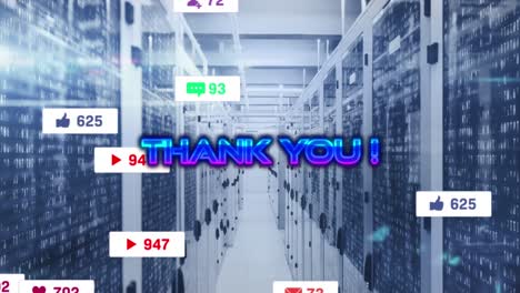 Animation-of-thank-you-text-and-numbers-growing-over-server-room