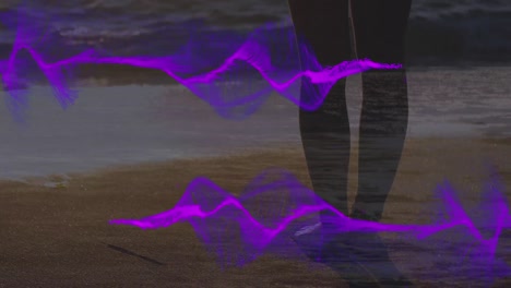 Animation-Einer-Violetten-Welle-über-Der-Meereslandschaft