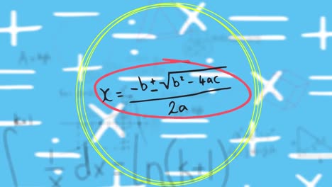 Animación-De-Ecuaciones-Matemáticas-Y-Formas-En-Movimiento-Sobre-Fondo-Azul
