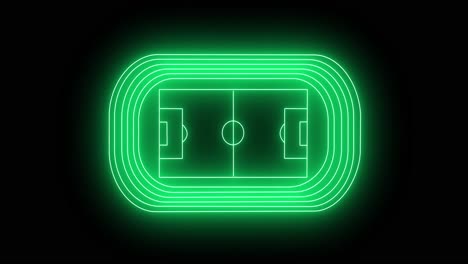 Animation-Eines-Grünen-Neon-Sportstadions-Auf-Schwarzem-Hintergrund