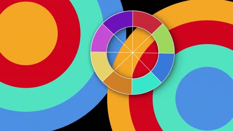 Animation-of-multiple-colourful-moving-circles-on-black-background