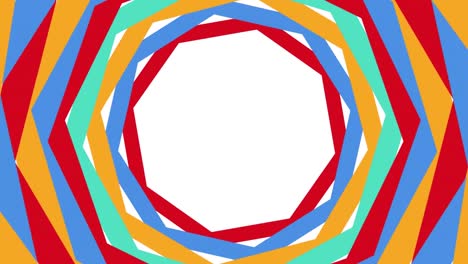 Animación-De-Formas-Rojas-En-Movimiento-Y-Círculos-Coloridos-Sobre-Fondo-Blanco