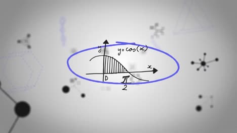 Animation-Mathematischer-Gleichungen-Und-Moleküle-Auf-Weißem-Hintergrund