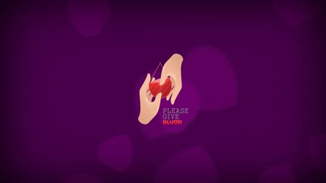 Animation-Des-Textes-„Bitte-Gib-Blut“-Und-Blutstropfen-über-Herzen
