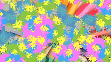 Animación-De-Manchas-De-Colores-Sobre-Crayones