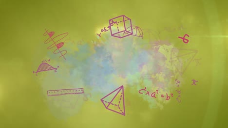 Animation-of-mathematical-drawing-and-energy-over-green-background