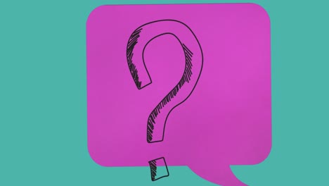 Animation-of-question-mark-over-pink-comic-speech-bubble