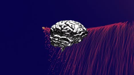 Animación-Del-Cerebro-Humano-Y-Senderos-Rojos-Sobre-Fondo-Azul-Oscuro