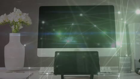 Animation-Von-Verbindungsnetzwerken-über-Tablet-Und-Fernseher