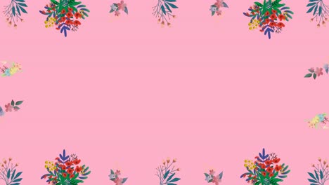 Animation-of-massive-sale-text-in-frame-over-glowing-blobs-and-flowers-on-pink-background