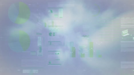 Zusammengesetztes-Video-Von-Bildschirmen-Mit-Statistischer-Datenverarbeitung-Vor-Blauem-Himmel