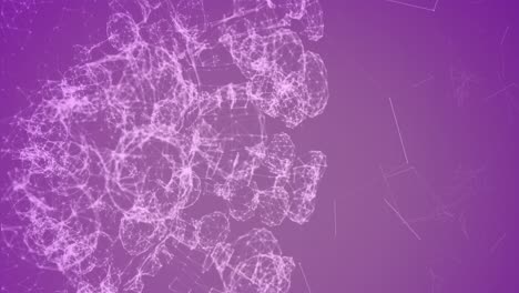 Animation-of-3d-dna-strand-spinning-over-network-of-plexus-connections-on-purple-background