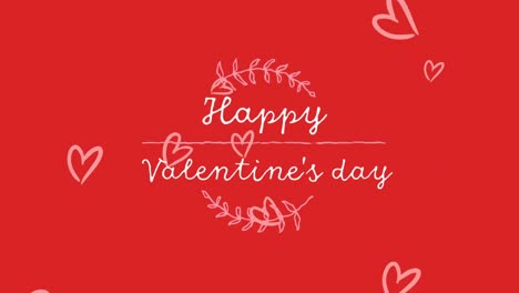 Animation-of-happy-valentines-day-text-over-hearts