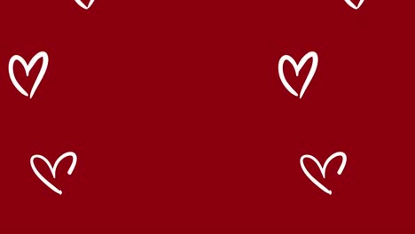 Animation-of-white-hearts-on-red-background