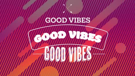 Animation-of-good-vibes-text-over-shapes-on-red-background