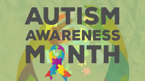 Animation-of-autism-awareness-month-text-over-puzzle-and-arms