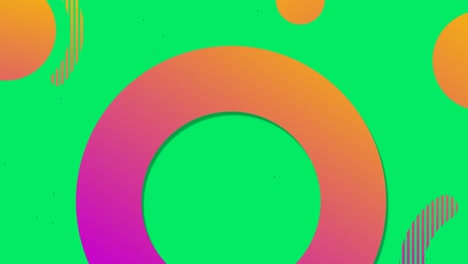 Animation-of-orange-and-pink-circles-moving-on-blue-background