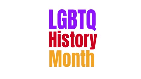 Animation-of-lgbtq-history-month-text-in-rainbow-colours-on-white-background