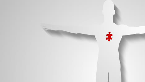Animation-of-human-icon-and-red-puzzle-piece-on-white-background