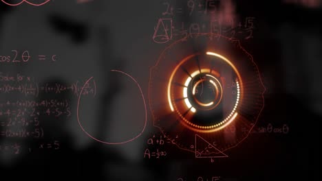 Animation-of-moving-circle-and-mathematical-equations-on-black-background
