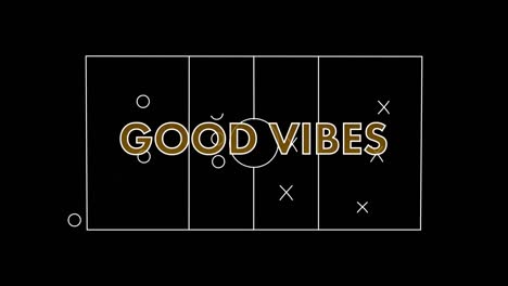 Animation-of-good-vibes-text-over-plan-of-stadium